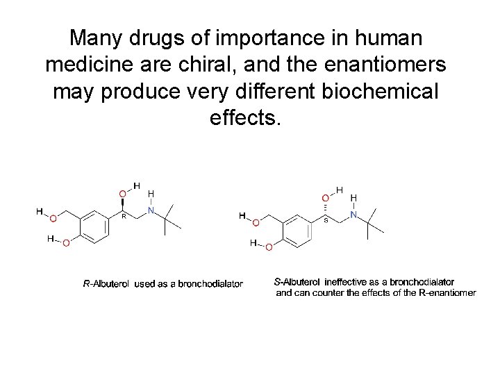 Many drugs of importance in human medicine are chiral, and the enantiomers may produce