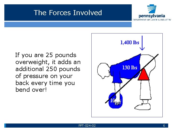 The Forces Involved If you are 25 pounds overweight, it adds an additional 250