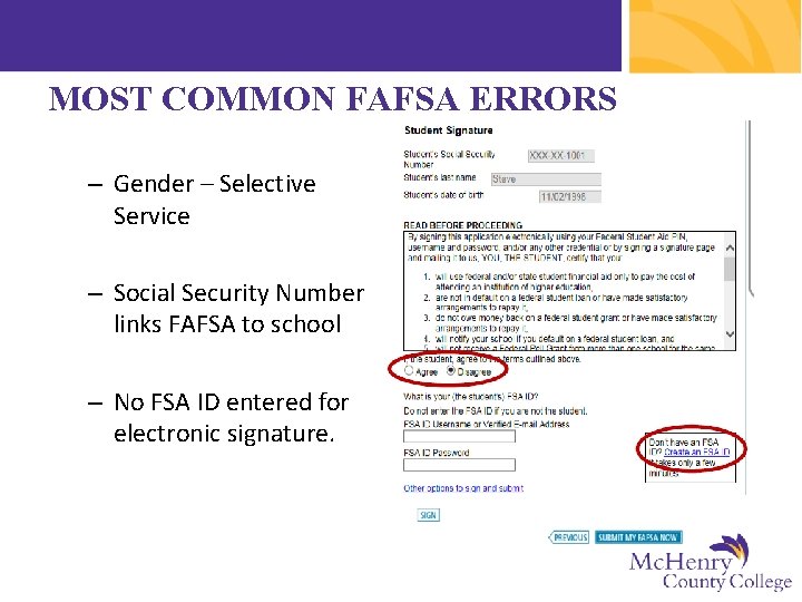 MOST COMMON FAFSA ERRORS – Gender – Selective Service – Social Security Number links