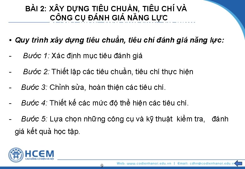 BÀI 2: X Y DỰNG TIÊU CHUẨN, TIÊU CHÍ VÀ CÔNG ĐÁNH GIÁchí, NĂNG