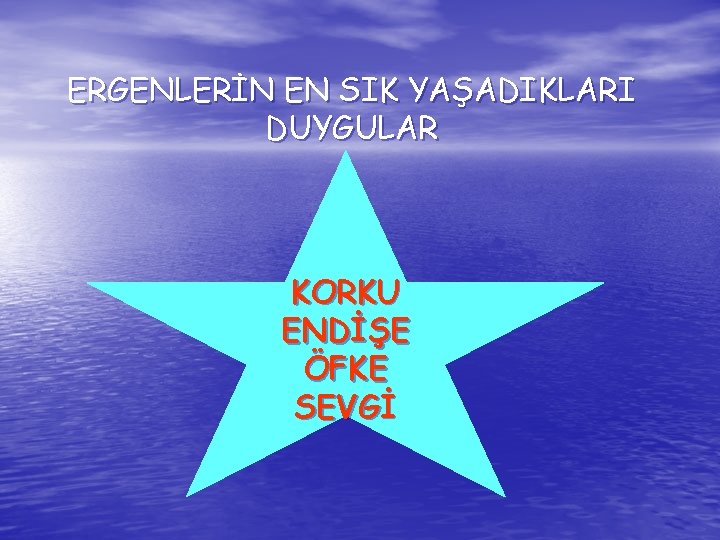 ERGENLERİN EN SIK YAŞADIKLARI DUYGULAR KORKU ENDİŞE ÖFKE SEVGİ 