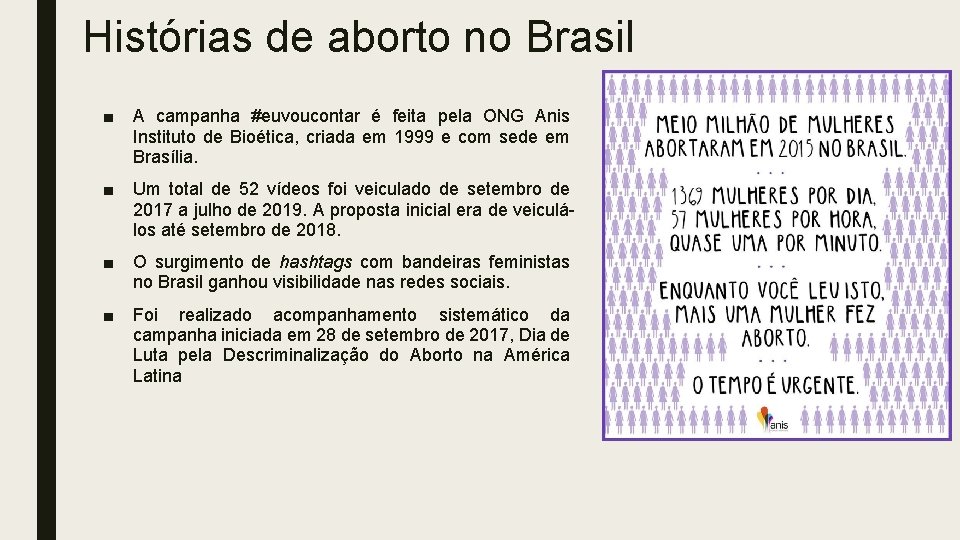Histórias de aborto no Brasil ■ A campanha #euvoucontar é feita pela ONG Anis
