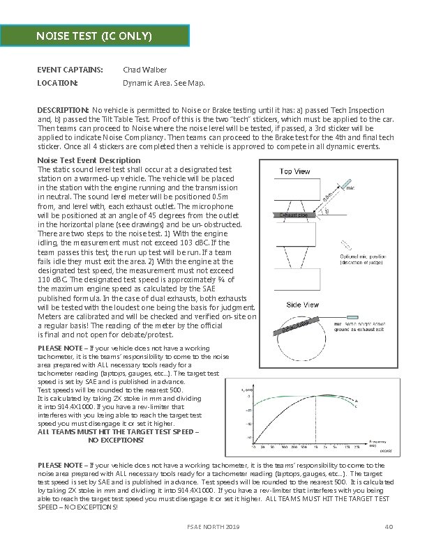 NOISE TEST (IC ONLY) EVENT CAPTAINS: Chad Walber LOCATION: Dynamic Area. See Map. DESCRIPTION: