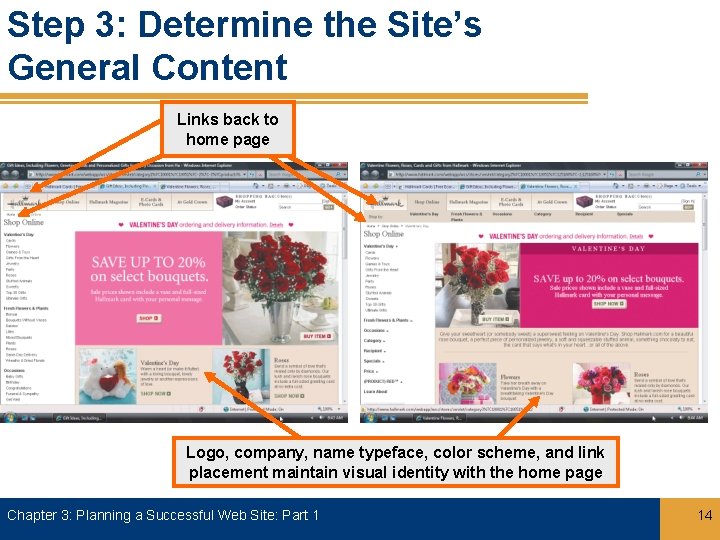 Step 3: Determine the Site’s General Content Links back to home page Logo, company,