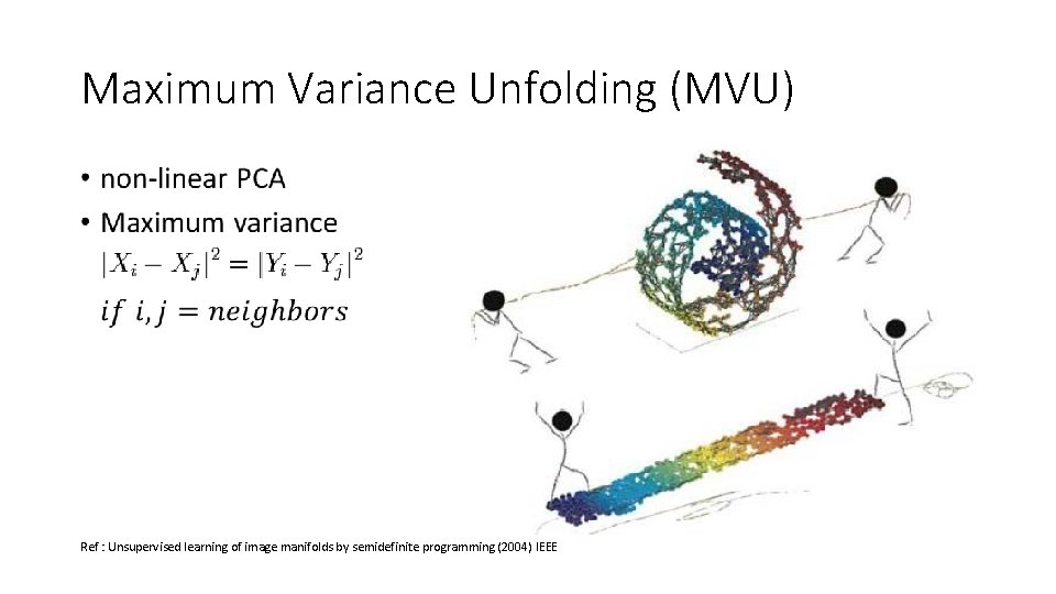 Maximum Variance Unfolding (MVU) • Ref : Unsupervised learning of image manifolds by semidefinite