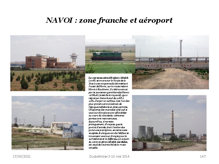 NAVOI : zone franche et aéroport Le caravansérail Rabat-i Malik (1078) se trouve sur