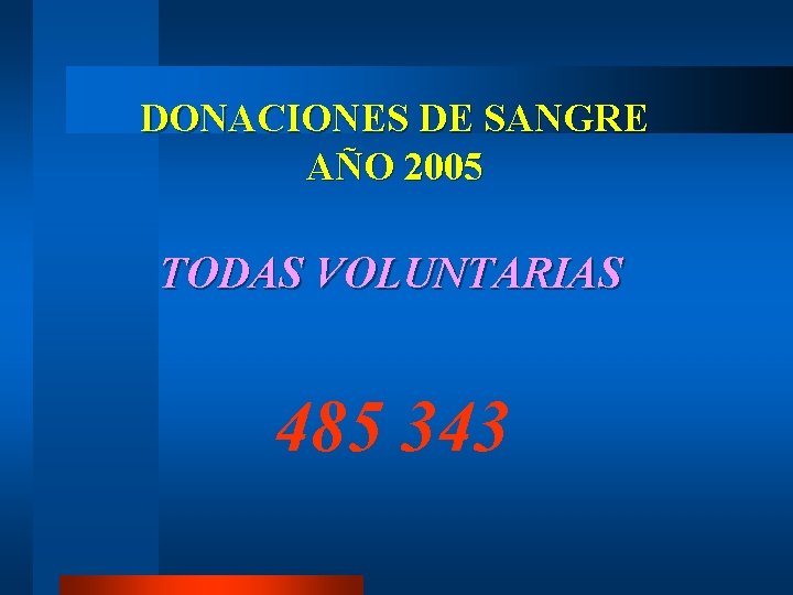 DONACIONES DE SANGRE AÑO 2005 TODAS VOLUNTARIAS 485 343 