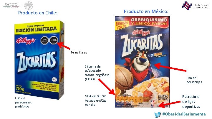 Producto en México: Producto en Chile: Sellos Claros Sistema de etiquetado frontal engañoso (GDAs)