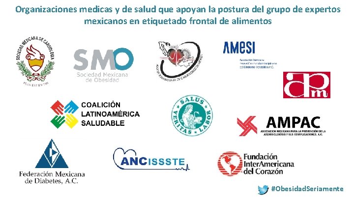 Organizaciones medicas y de salud que apoyan la postura del grupo de expertos mexicanos