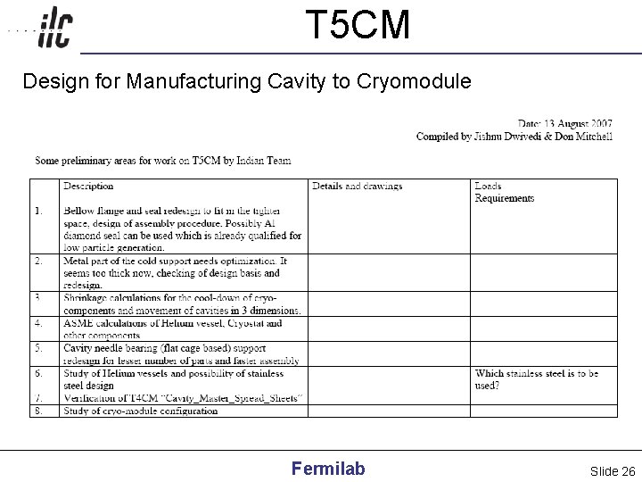 T 5 CM Design for Manufacturing Cavity to Cryomodule Fermilab Slide 26 