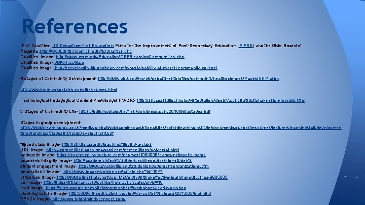 References FLC Qualities- US Department of Education Fund for the Improvement of Post-Secondary Education