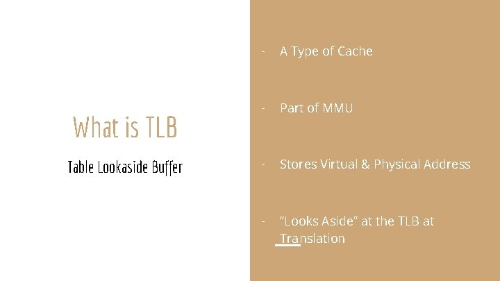 What is TLB Table Lookaside Buffer - A Type of Cache - Part of