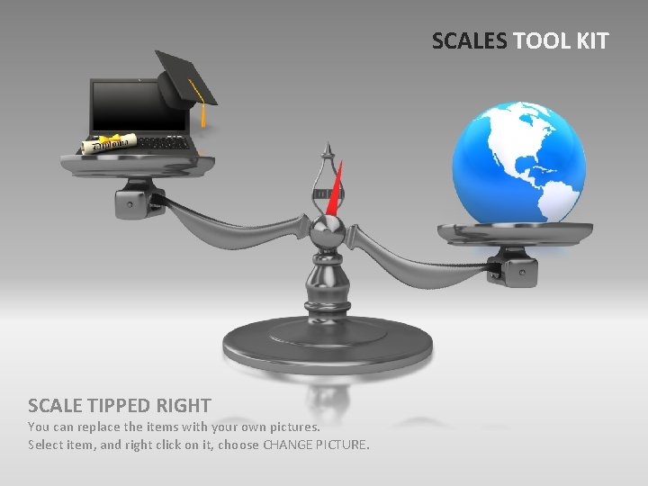 SCALES TOOL KIT SCALE TIPPED RIGHT You can replace the items with your own