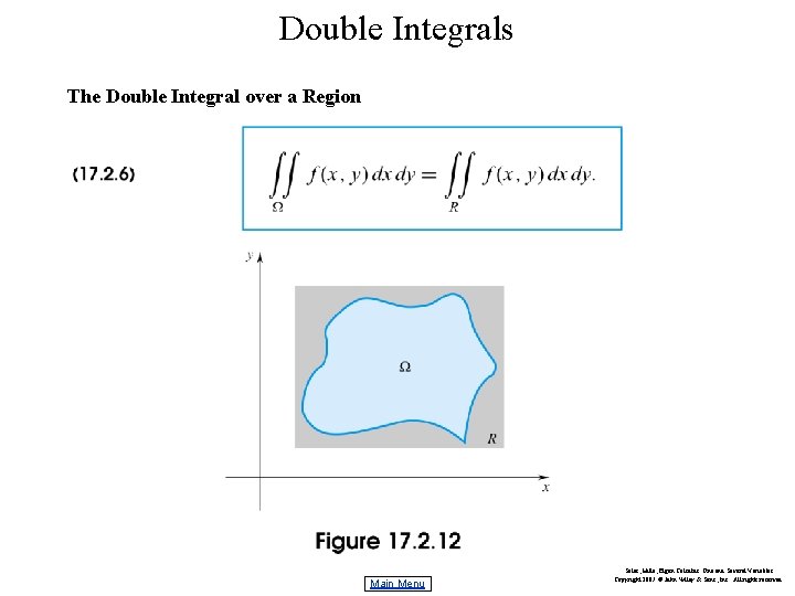 Double Integrals The Double Integral over a Region Main Menu Salas, Hille, Etgen Calculus: