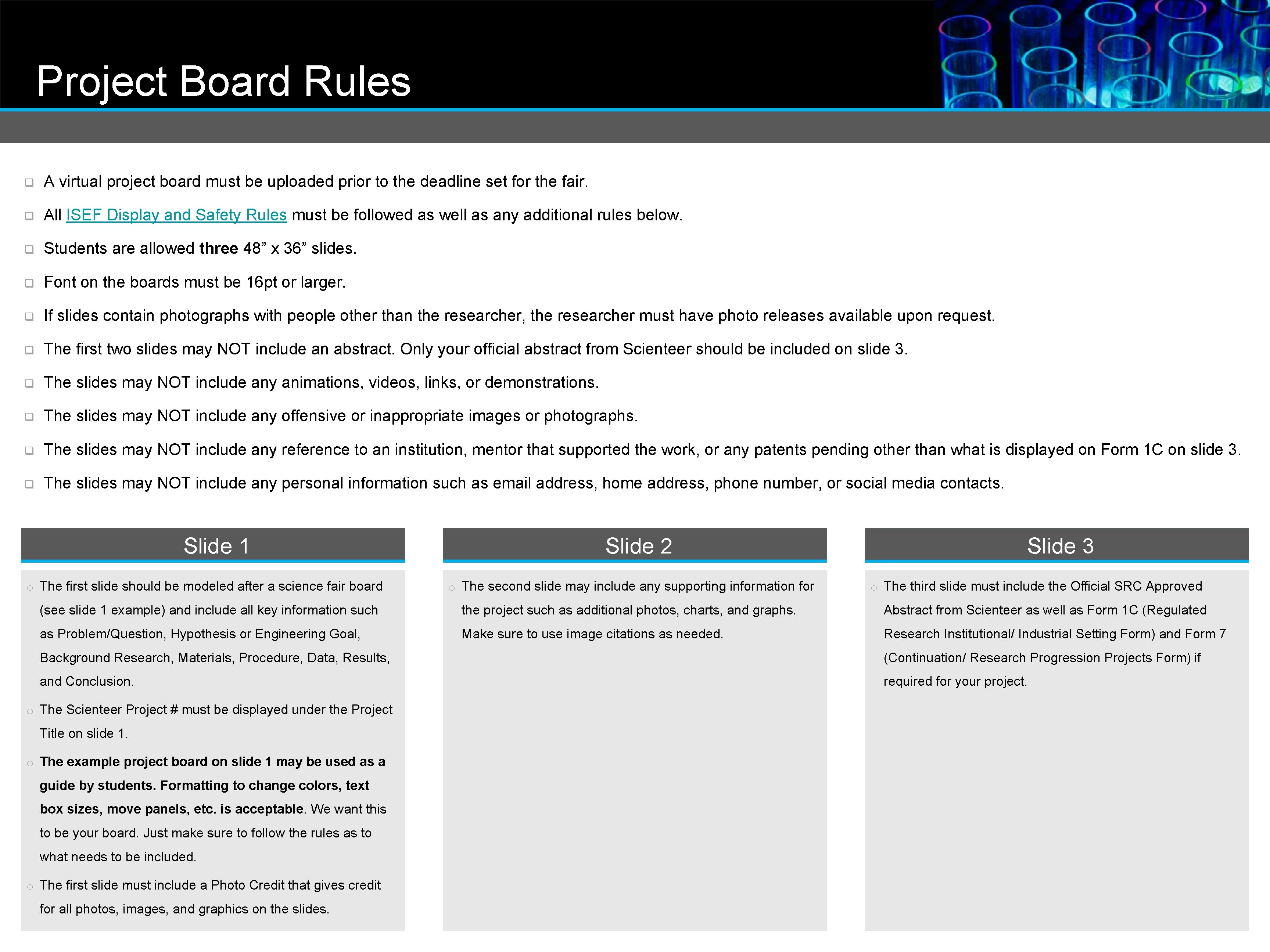 Project Board Rules q A virtual project board must be uploaded prior to the Project Board Rules q A virtual project board must be uploaded prior to the