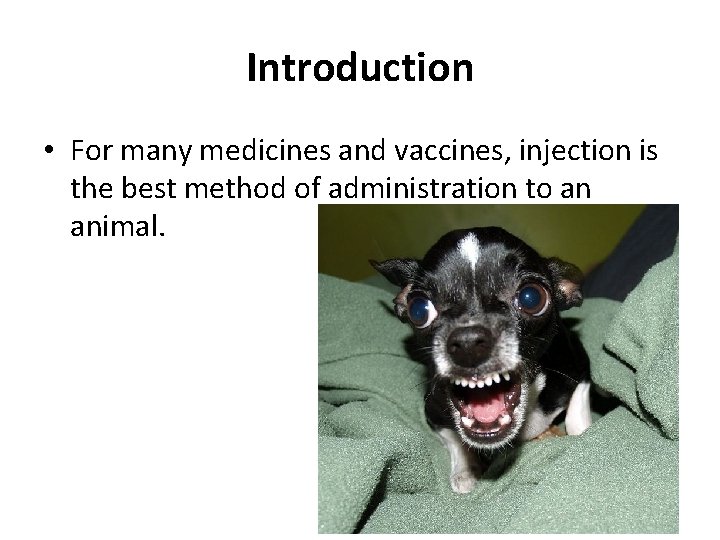 Introduction • For many medicines and vaccines, injection is the best method of administration