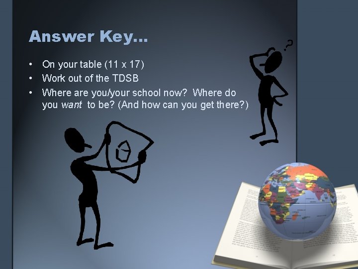 Answer Key… • On your table (11 x 17) • Work out of the