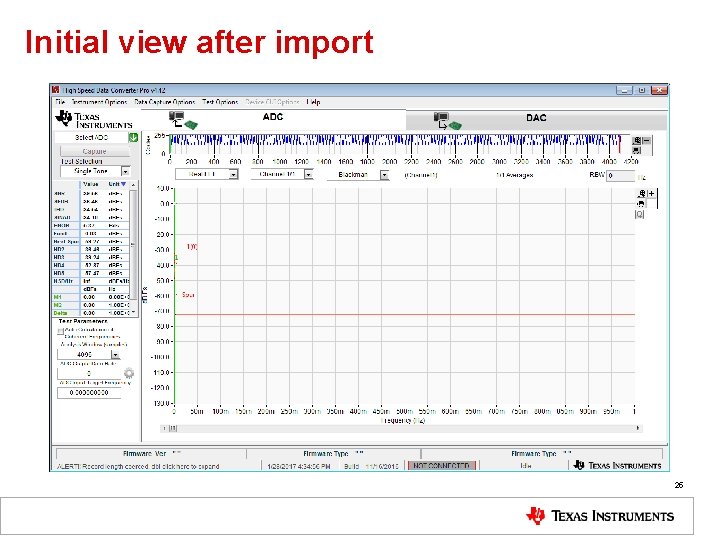 Initial view after import 25 