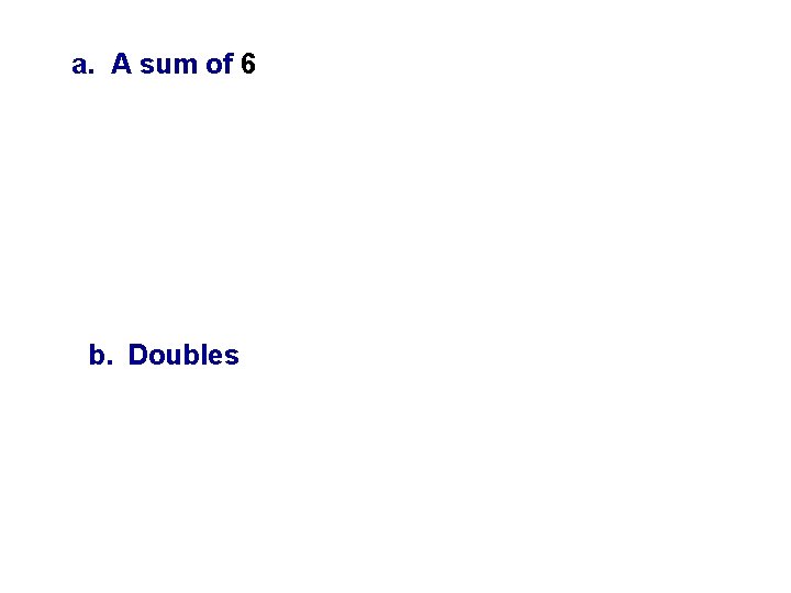 a. A sum of 6 b. Doubles a. A sum of 6 b. Doubles