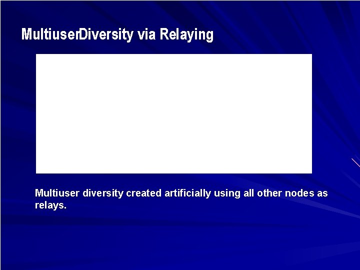 Multiuser. Diversity via Relaying Multiuser diversity created artificially using all other nodes as relays.