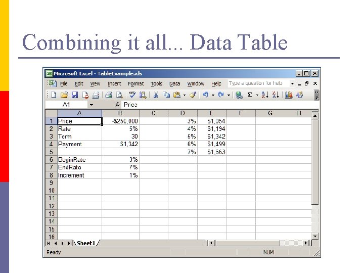 Combining it all. . . Data Table 