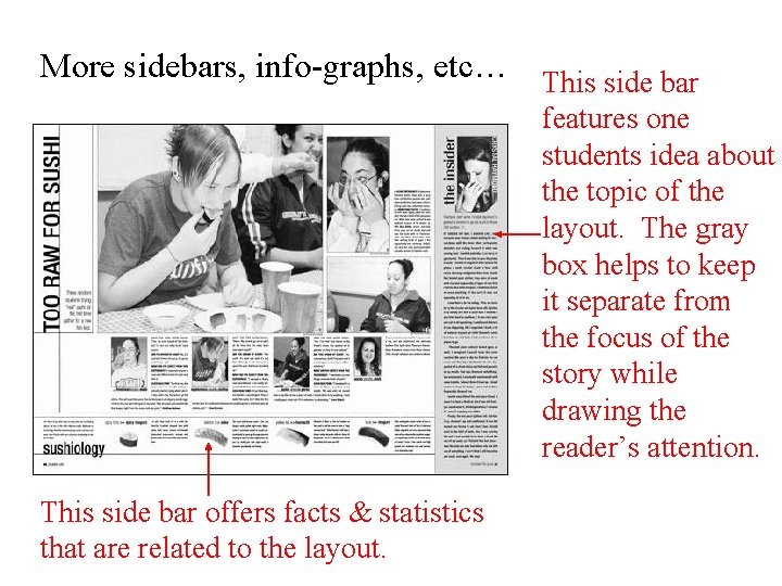 More sidebars, info-graphs, etc… This side bar features one students idea about the topic