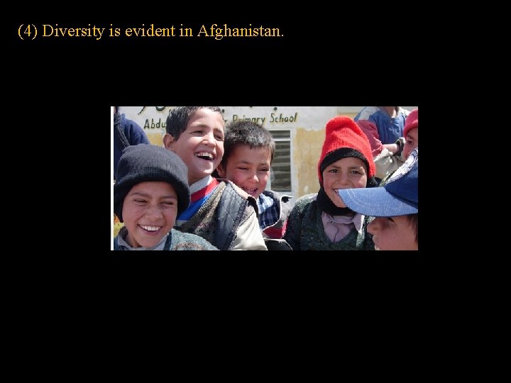(4) Diversity is evident in Afghanistan. 