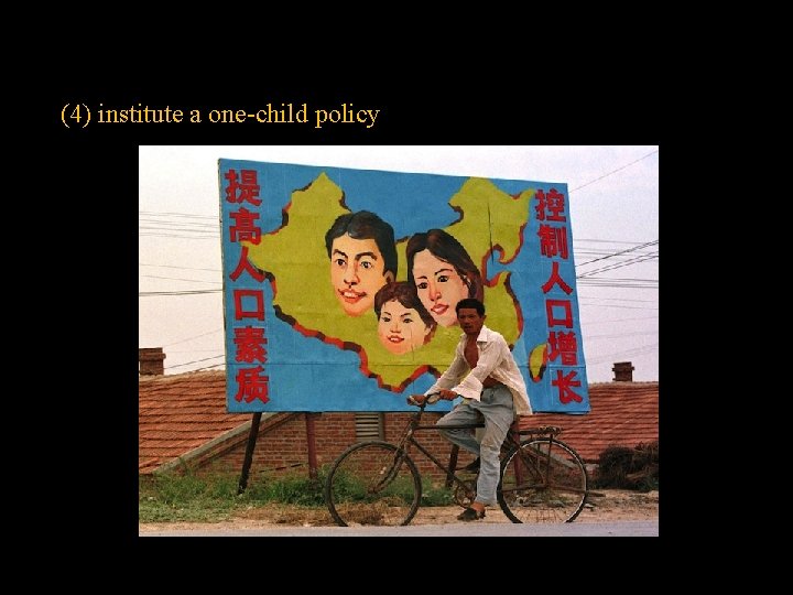 (4) institute a one-child policy 
