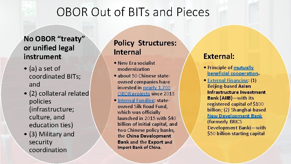 OBOR Out of BITs and Pieces No OBOR “treaty” or unified legal instrument •