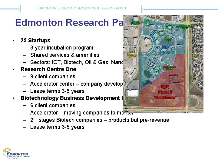 EDMONTON ECONOMIC DEVELOPMENT CORPORATION Edmonton Research Park • • • 25 Startups – 3