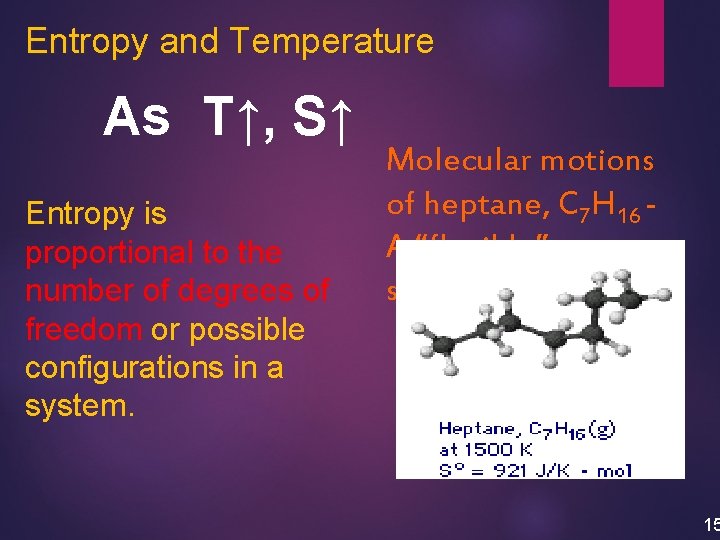 Entropy and Temperature As T↑, S↑ Entropy is proportional to the number of degrees