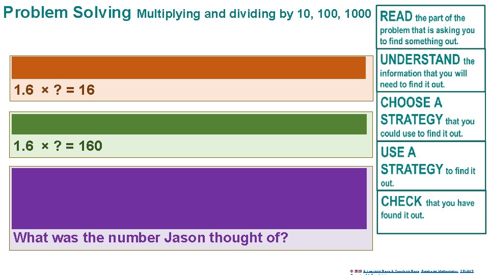 Problem Solving Multiplying and dividing by 10, 1000 What number makes this number sentence