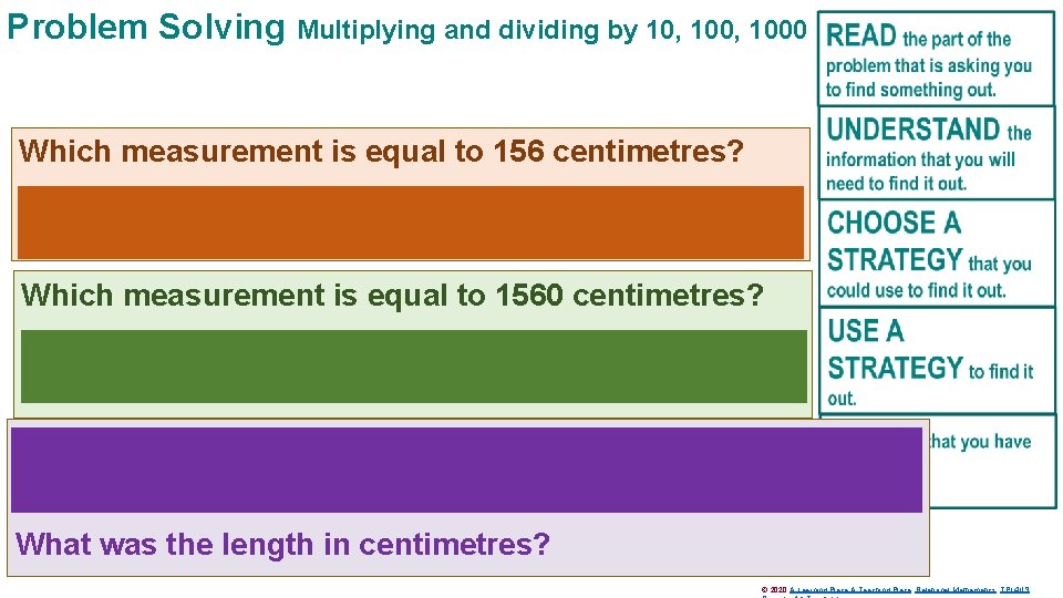 Problem Solving Multiplying and dividing by 10, 1000 Which measurement is equal to 156