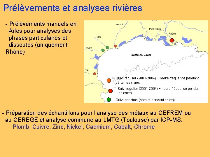 Prélèvements et analyses rivières - Prélèvements manuels en Arles pour analyses des phases particulaires