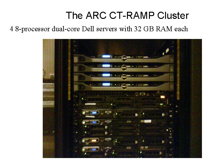 The ARC CT-RAMP Cluster 4 8 -processor dual-core Dell servers with 32 GB RAM