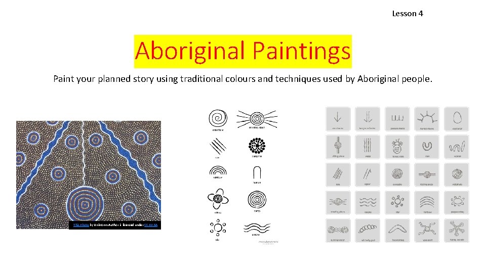 Lesson 4 Aboriginal Paintings Paint your planned story using traditional colours and techniques used