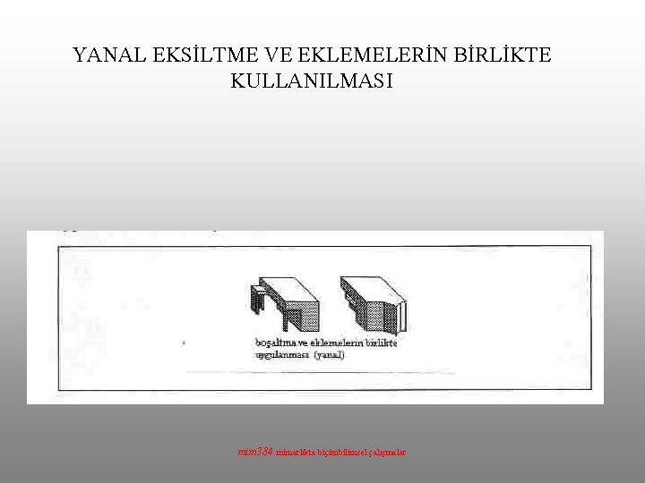 YANAL EKSİLTME VE EKLEMELERİN BİRLİKTE KULLANILMASI mim 384 mimarlıkta biçimbilimsel çalışmalar 