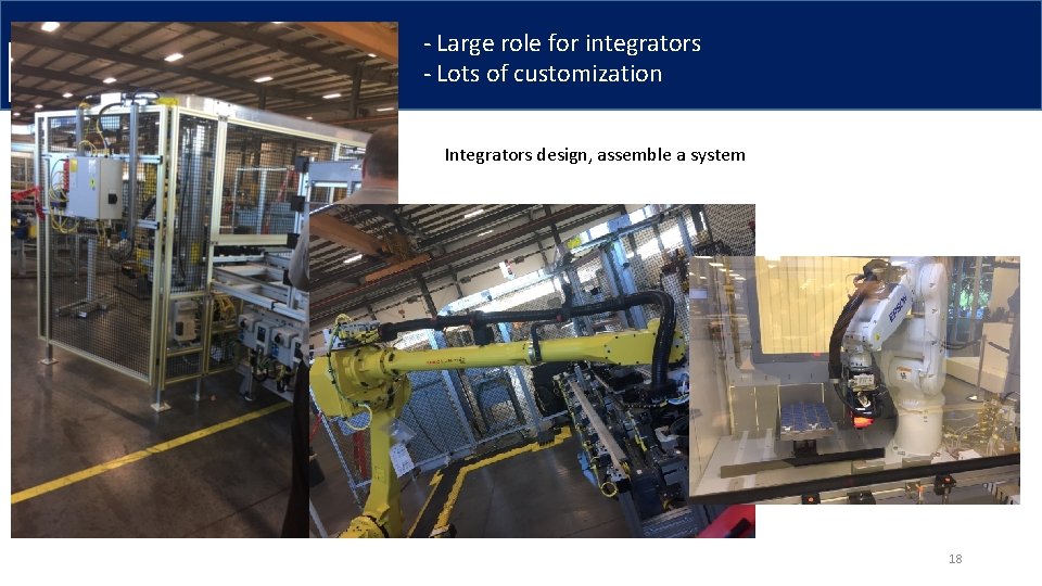- Large role for integrators - Lots of customization Integrators design, assemble a system - Large role for integrators - Lots of customization Integrators design, assemble a system