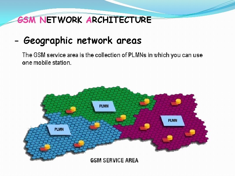 GSM NETWORK ARCHITECTURE - Geographic network areas 