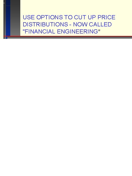 USE OPTIONS TO CUT UP PRICE DISTRIBUTIONS - NOW CALLED "FINANCIAL ENGINEERING" 