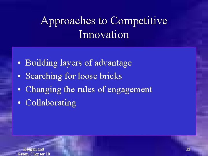 Approaches to Competitive Innovation • • Building layers of advantage Searching for loose bricks