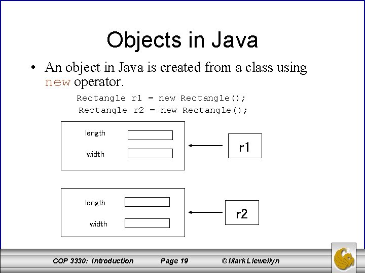 Objects in Java • An object in Java is created from a class using