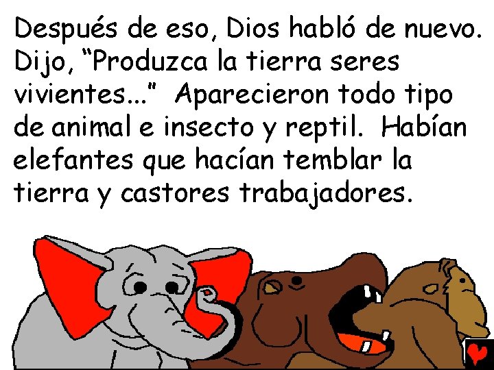 Después de eso, Dios habló de nuevo. Dijo, “Produzca la tierra seres vivientes. .