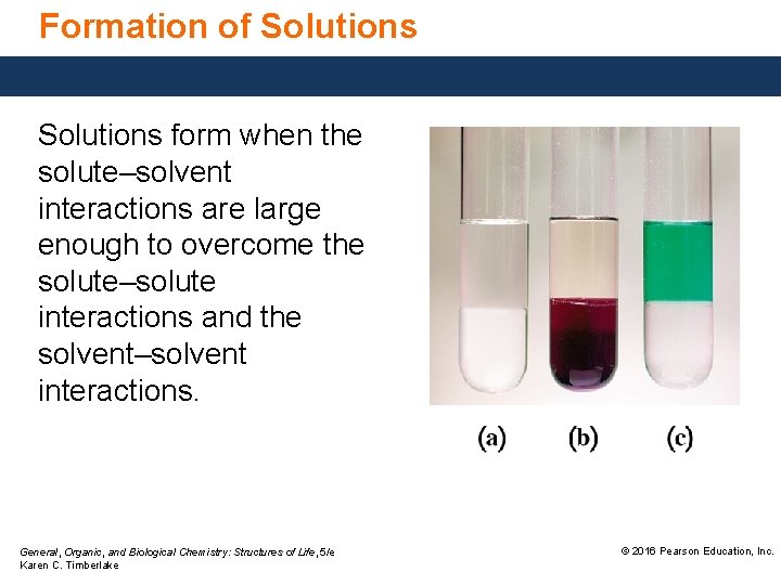 Formation of Solutions form when the solute–solvent interactions are large enough to overcome the