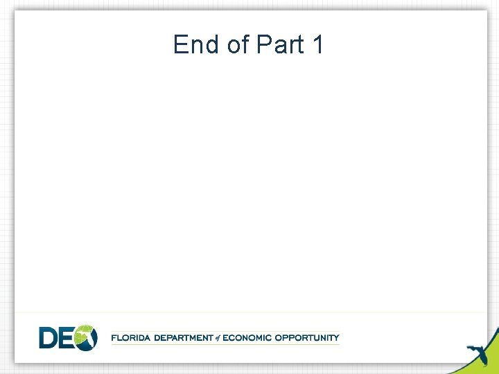 End of Part 1 