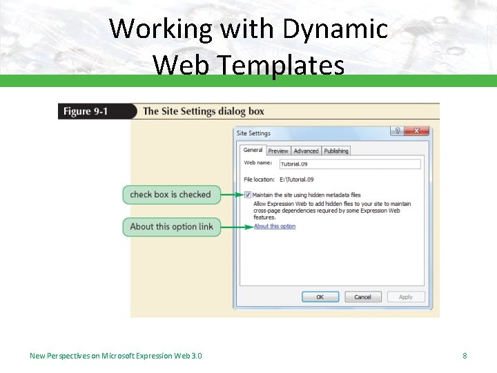 Working with Dynamic Web Templates New Perspectives on Microsoft Expression Web 3. 0 8