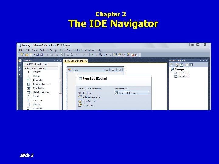 Chapter 2 The IDE Navigator Slide 5 Chapter 2 The IDE Navigator Slide 5