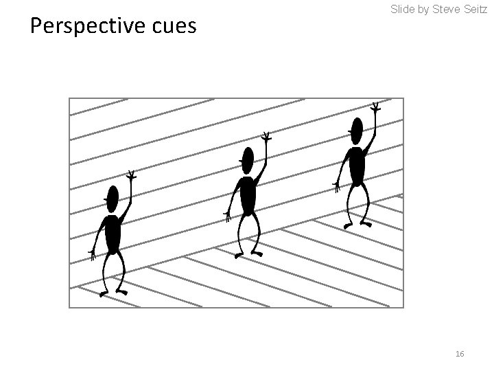 Perspective cues Slide by Steve Seitz 16 Perspective cues Slide by Steve Seitz 16