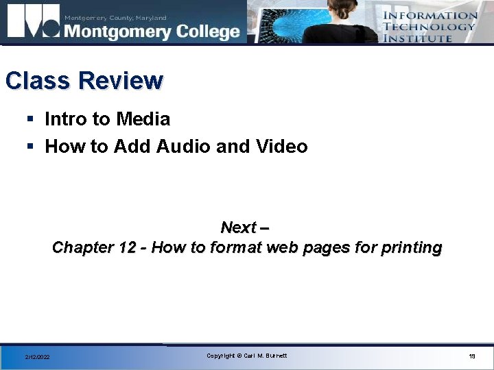 Class Review § Intro to Media § How to Add Audio and Video Next