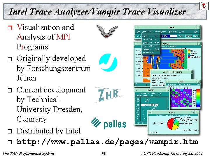 Intel Trace Analyzer/Vampir Trace Visualizer r r Visualization and Analysis of MPI Programs Originally